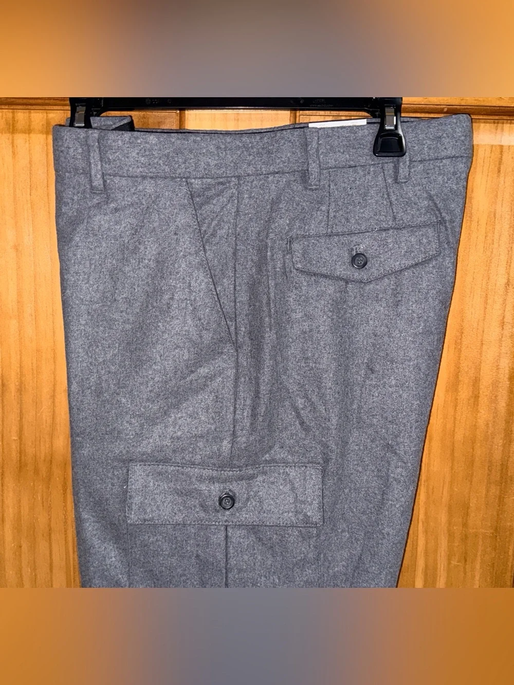 NWT Claiborne Men's Charcoal Heather Wool Blend Cargo Dress Pants-34”x32”